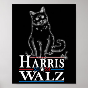 Waltz 2024 Wahl Funny Cat Kamala Harris Tim WA Poster
