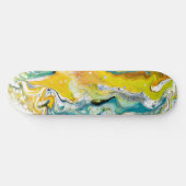Waltz Across 1 Golden Blue Abstrakt Skateboard (Horizontal)