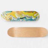 Waltz Across 1 Golden Blue Abstrakt Skateboard (Horizontal)