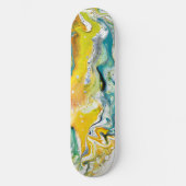 Waltz Across 1 Golden Blue Abstrakt Skateboard (Vorderseite)