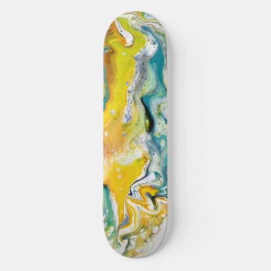 Waltz Across 1 Golden Blue Abstrakt Skateboard (Vorderseite)