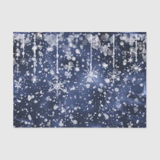 Waltz of the Snowflakes Deep Blue Snow Seidenpapier (Vorderseite)