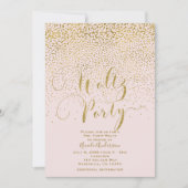 WALTZ PARTY Dance Event Blush Pink & Gold Confetti Einladung (Vorderseite)