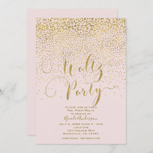 WALTZ PARTY Dance Event Blush Pink & Gold Confetti Einladung