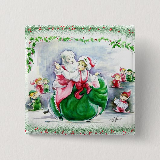 Waltzing Santa & Mrs. Claus Button (Vorderseite)