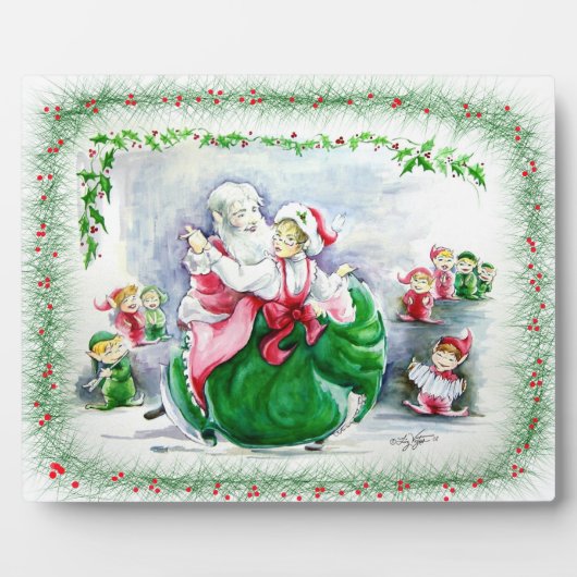Waltzing Santa & Mrs. Claus Plaque Fotoplatte (Vorderseite)