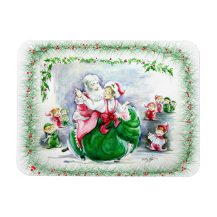Waltzing Santa & Mrs Claus Premium Magnet