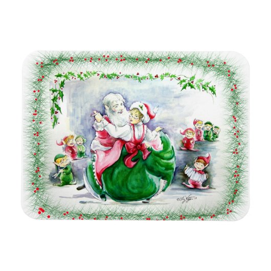 Waltzing Santa & Mrs Claus Premium Magnet (Horizontal)