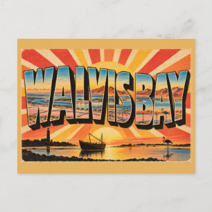 Walvis Bay Lagoon Dünen Flamingo Vintage Reise Postkarte