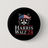 Walz 2024 Funny Cat Election Kamala Harris Tim Wal Button (Vorderseite)