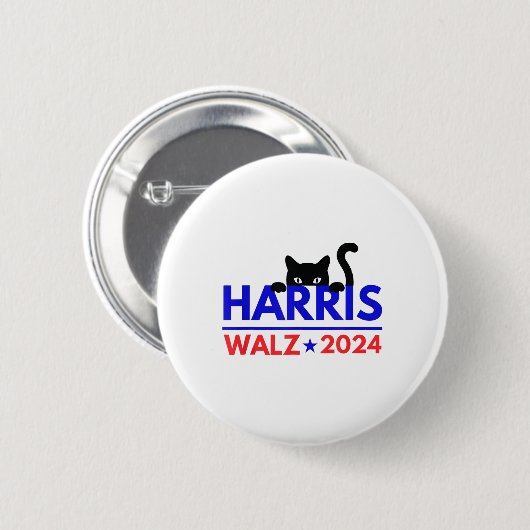 Walz 2024 Funny Cat Election Kamala Harris Tim Wal Button (Vorne & Hinten)