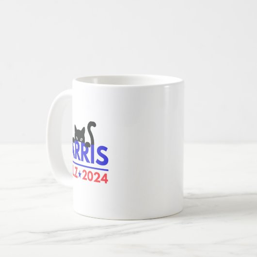 Walz 2024 Funny Cat Election Kamala Harris Tim Wal Kaffeetasse (Vorderseite Links)