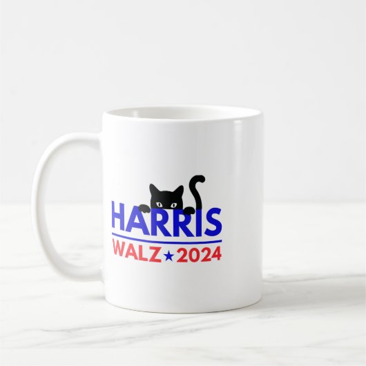 Walz 2024 Funny Cat Election Kamala Harris Tim Wal Kaffeetasse (Links)