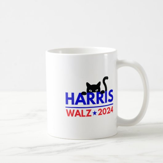 Walz 2024 Funny Cat Election Kamala Harris Tim Wal Kaffeetasse (Rechts)