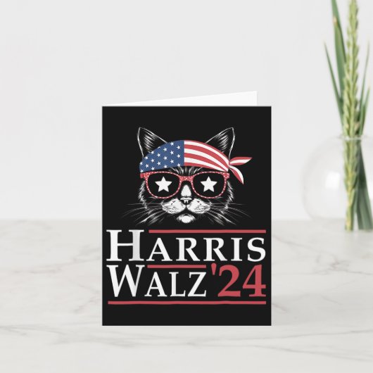 Walz 2024 Funny Cat Election Kamala Harris Tim Wal Karte (Vorderseite)