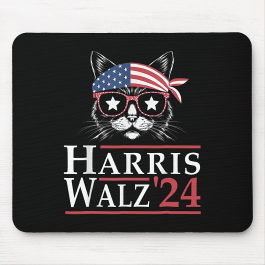 Walz 2024 Funny Cat Election Kamala Harris Tim Wal Mousepad (Vorne)