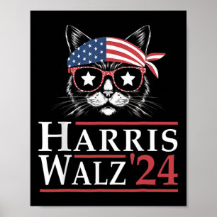 Walz 2024 Funny Cat Election Kamala Harris Tim Wal Poster