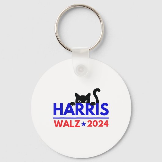Walz 2024 Funny Cat Election Kamala Harris Tim Wal Schlüsselanhänger (Vorderseite)
