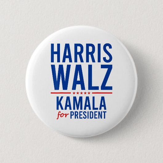 Walz 2024 Kamala Harris für Präsident Tim Walz Button (Vorderseite)