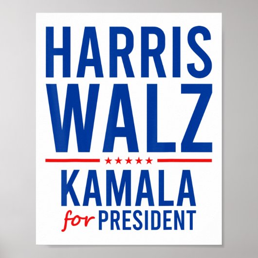 Walz 2024 Kamala Harris für Präsident Tim Walz Poster (Vorne)