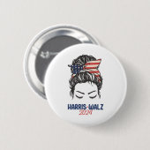 Walz 2024 Kamala Harris Tim Walz Präsident Button (Vorne & Hinten)