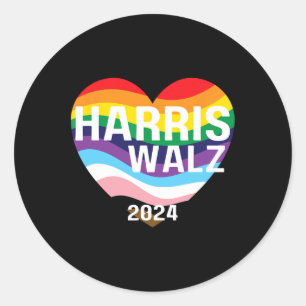 Walz 2024 Lgbtq Gay Pride Rainbow Kamala Harris 1 Runder Aufkleber