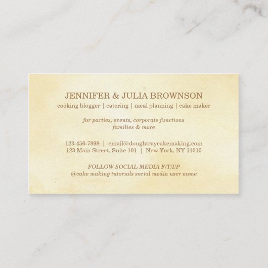 Walzen Teigbacken Visitenkarte (Rückseite)