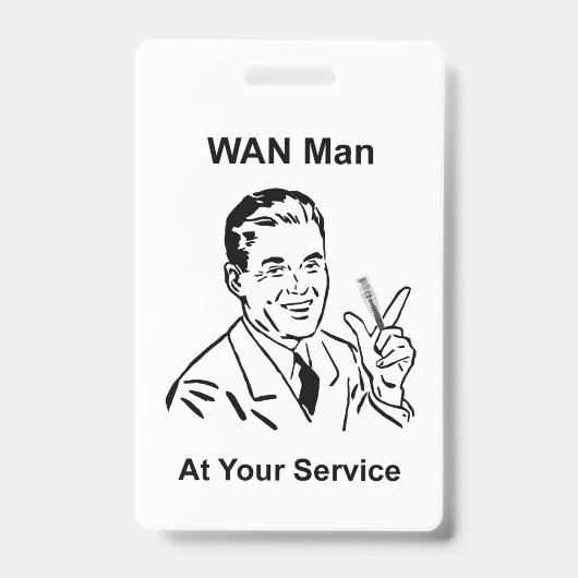 WAN-Mann in Ihrem Service Retro Tech Ausweis (Vorderseite)