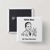 WAN-Mann in Ihrem Service Retro Tech Button (Vorne & Hinten)