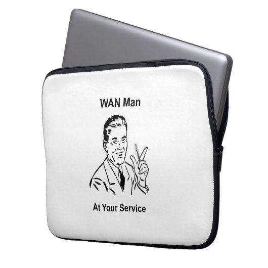 WAN-Mann in Ihrem Service Retro Tech Laptopschutzhülle (Vorderseite Links)