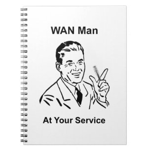 WAN-Mann in Ihrem Service Retro Tech Notizblock