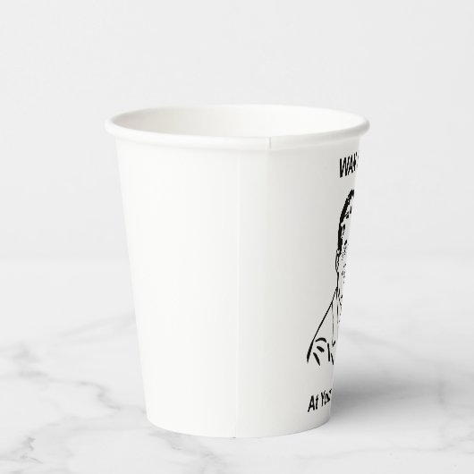 WAN-Mann in Ihrem Service Retro Tech Pappbecher (Rechts)