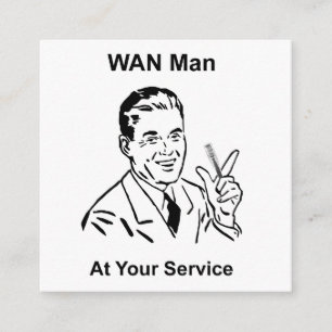 WAN-Mann in Ihrem Service Retro Tech Quadratische Visitenkarte
