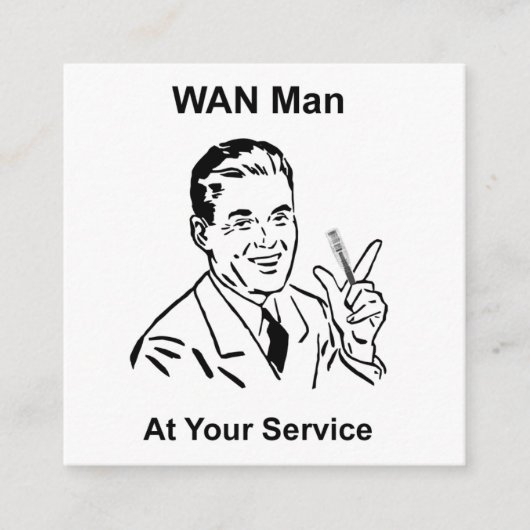 WAN-Mann in Ihrem Service Retro Tech Quadratische Visitenkarte (Vorderseite)