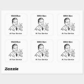 WAN-Mann in Ihrem Service Retro Tech Quadratischer Aufkleber (Blatt)