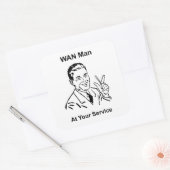 WAN-Mann in Ihrem Service Retro Tech Quadratischer Aufkleber (Umschlag)