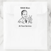 WAN-Mann in Ihrem Service Retro Tech Quadratischer Aufkleber (Tasche)