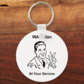 WAN-Mann in Ihrem Service Retro Tech Schlüsselanhänger (Vorderseite)