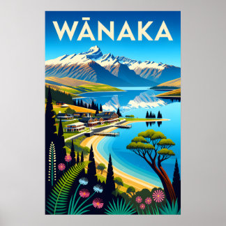 Wānaka Neuseeland Retro-Reiseposter-Kunst Poster