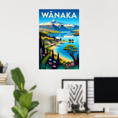Wānaka Neuseeland Retro-Reiseposter-Kunst Poster (Heimbüro)
