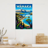 Wānaka Neuseeland Retro-Reiseposter-Kunst Poster (Küche)