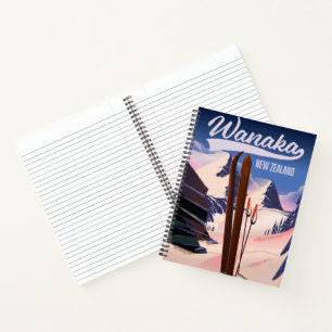 Wanaka Neuseeland Ski Plakat Notizblock