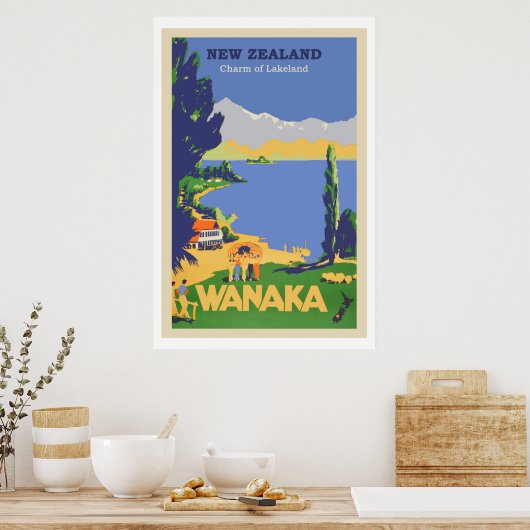 Wanaka, Neuseeland Vintage Travel Poster (Küche)