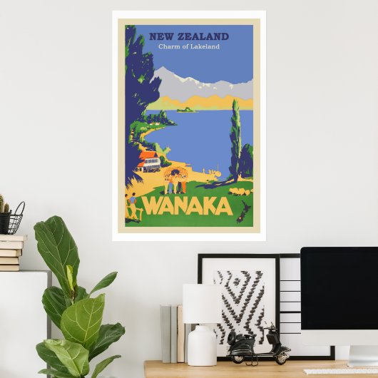 Wanaka, Neuseeland Vintage Travel Poster (Heimbüro)