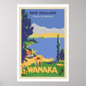 Wanaka, Neuseeland Vintage Travel Poster (Vorne)