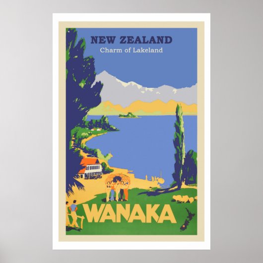 Wanaka, Neuseeland Vintage Travel Poster (Vorne)