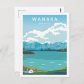 Wanaka New Zealand Reiseziel Illustration Postkarte (Vorne/Hinten)