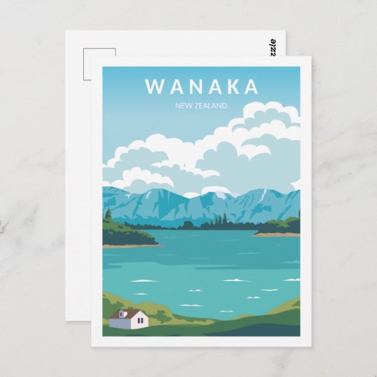 Wanaka New Zealand Reiseziel Illustration Postkarte (Vorne/Hinten)