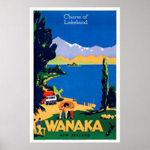 Wanaka New Zealand Vintage Poster der 30er Jahre