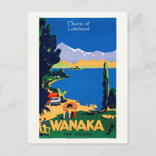 Wanaka New Zealand Vintage Poster der 30er Jahre Postkarte